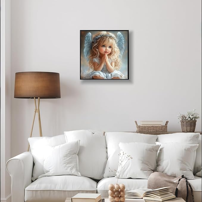 CSZPPQAF Little Angel Diamond Art Kits for Adults Beginner, 5D Diamond Painting Kits for Adults, DIY Full Drill Gem Art Paint by Diamonds Dots Crafts Kits for Home Decor 13.7x13.7Inch