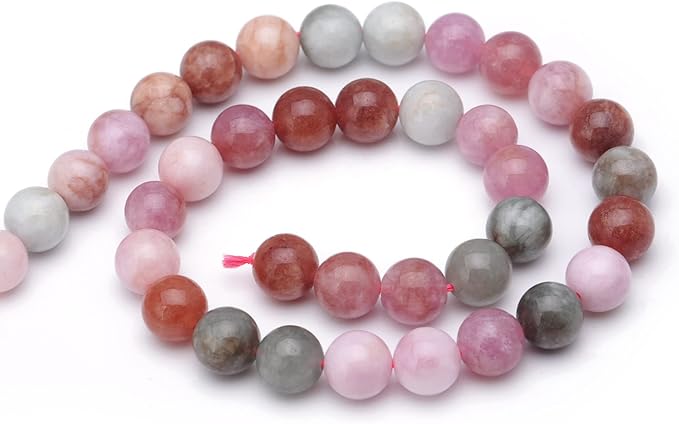 Youngbling Natural Gemstone Beads for Jewelry Making,6mm Rainbow Stone Jade Polished Round Smooth Stone Beads for Bracelet Necklace 15 Inch