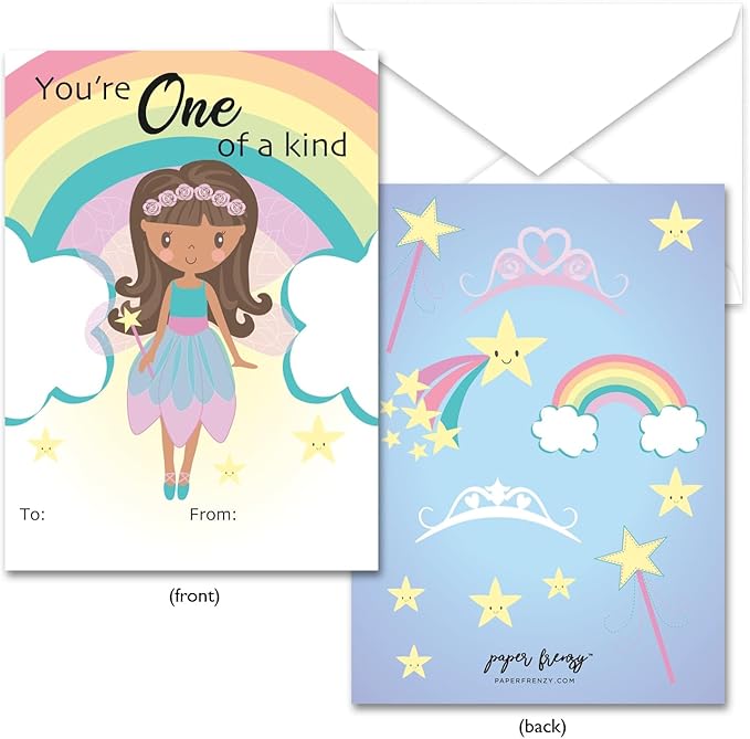 Paper Frenzy Fairy Themed Valentine Cards WITH ENVELOPES- 25 Pack