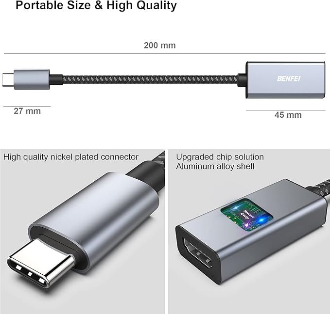 BENFEI 2 Pack USB C to HDMI Adapter 4K@60Hz, USB Type-C to HDMI Adapter [Thunderbolt 3/4/5 Compatible] with iPhone 15 Pro/Max, MacBook Pro/Air 2023, iPad Pro, iMac, S23, XPS 17, Surface Book