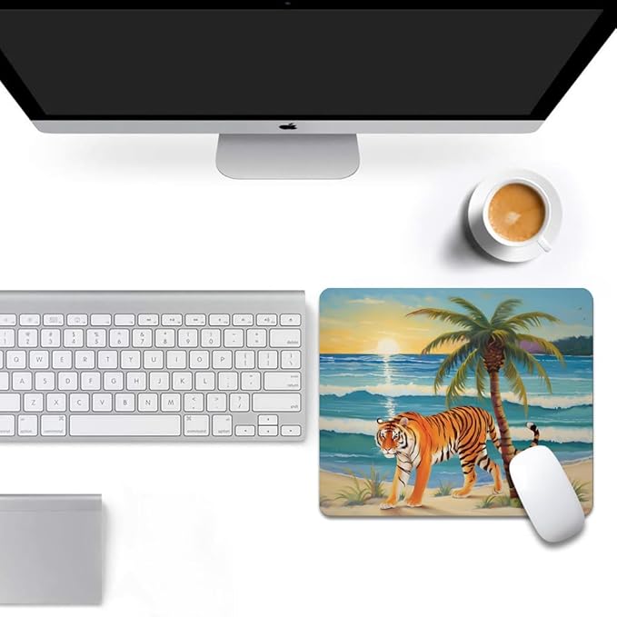 Tiger by The Seaside Texture Mouse pad, Square Waterproof and Anti Slip Mouse pad for Office laptops