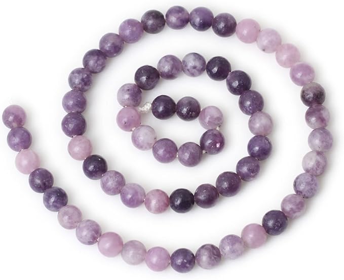 60PCS 6mm Natural Purple Lepidolite Round Loose Beads for Jewelry Making 1 Strand 15"