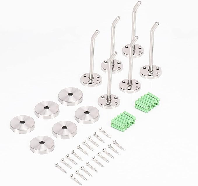 NearMoon Coat Hooks, Wall Mount Hooks for Hanging Hat Hurse Robe, 304 Stainless Steel Heavy Duty Towel Hangers for Bathroom Livingroom Hotel Kitchen Garage, 6 Pack (4 Inch, Brushed Nickel)
