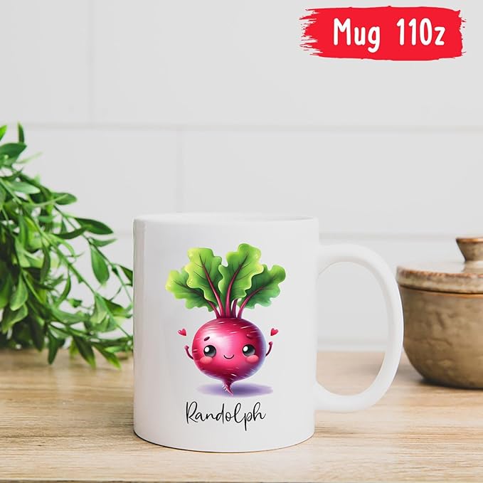 Personalized Beet Lover Coffee Cup Gifts, Veggie Teacup, Custom Vegetable Ceramic Mug With Name, Cute Beet Mug Gifts For Kids, Gardener Travel Mug, Customized Beet White Porcelain Cup 11oz 15oz