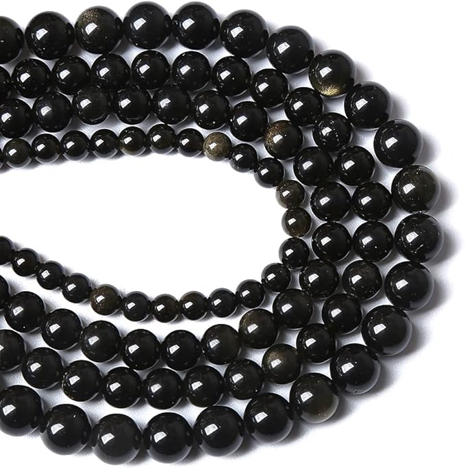 10MM 38PCS Natural Stone Golden Obsidian Loose Spacer Beads for Jewelry Making DIY Bracelet