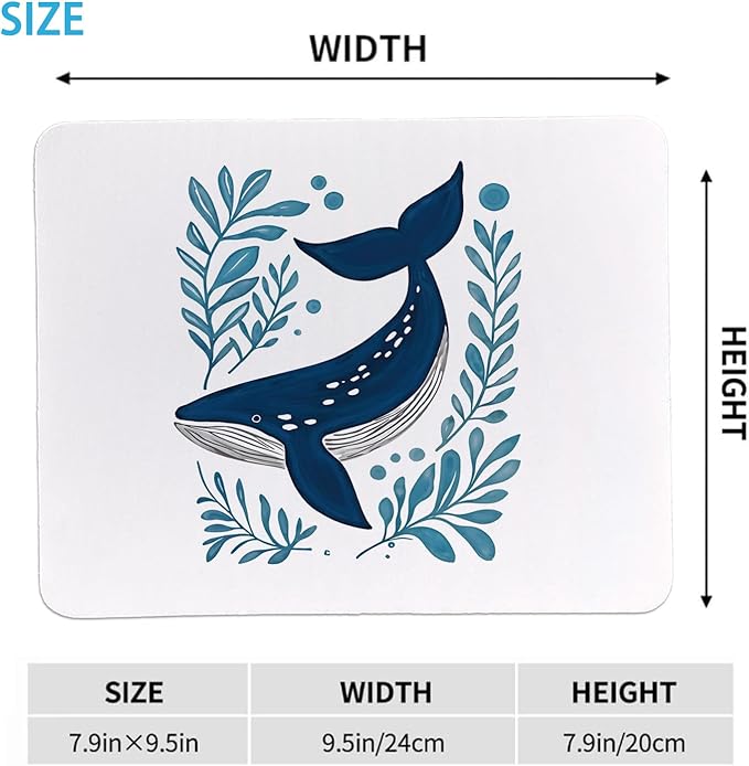 Rusenbao Cute Shark Mouse Pad, Cute Small Ocean Mouse Pads for Desk, Shark Gifts for Women, Gaming Mousepad for Non-Slip Base, Computer, Office, Laptop, 9.5x7.9 Inch