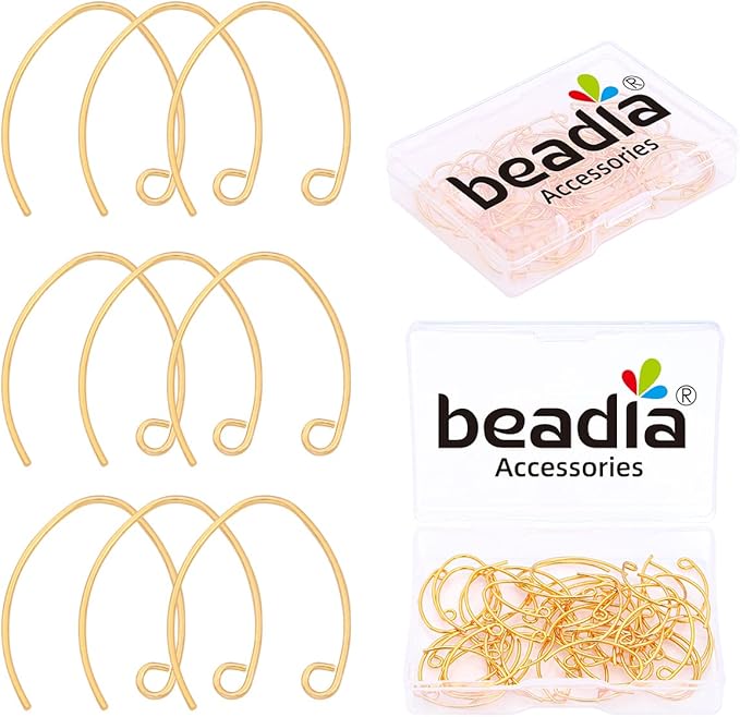 18K Gold Plated Earring Hooks U Shape 14x20mm 40pcs for Jewelry Making Findings