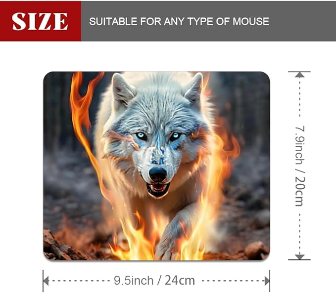 Luminous Wolf Texture Mouse pad, Square Waterproof and Anti Slip Mouse pad for Office laptops