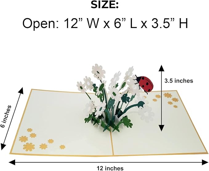 iGifts And Cards Ladybug Flower 3D Pop-Up Card – Blooming Floral Keepsake for Birthday, Mother’s Day, Thank You, Friendship, Sympathy – Nature Lovers, Mom, Wife, Bee Keeper – 6 x 6