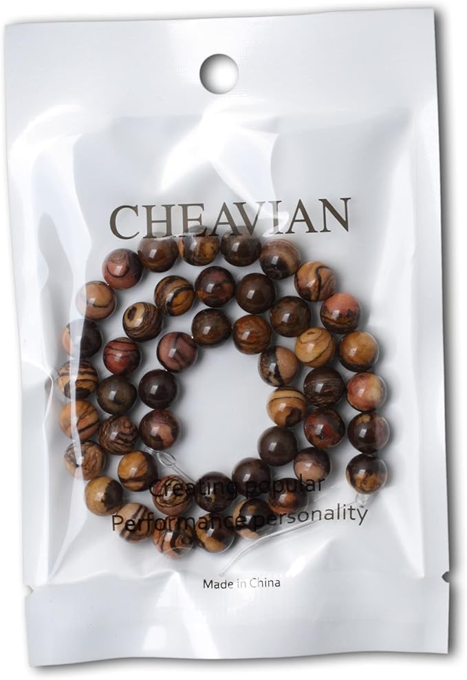 45PCS 8mm Natural Africa Picture Jasper Gemstone Round Loose Beads for DIY Bracelet Necklace Earrings Jewelry Making 1 String 15 Inches