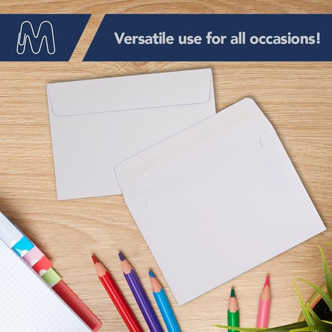 MOS A9 White Envelopes 5.75 x 8.75 Inch 100 Pack — Self-Seal Heavyweight Invitation Envelopes for Greeting Cards, Card Making, RSVP, Wedding Invitations, Business Mailings