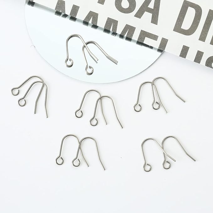 12pcs 20G Small Pure Titanium Earring Fish Hooks DIY Earrings Findings for Jewelry Making, Hypoallergenic Earring Hooks Making Kit for Women Men Sensitive Ears