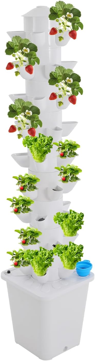 Hydroponic Growing System, 45 Pods Vertical 9 Tiers Hydroponic Tower, Home Hydronic Garden with Water Pump, Water Circulation Plants Germination Kit for Indoor Herbs Fruits & Vegetables