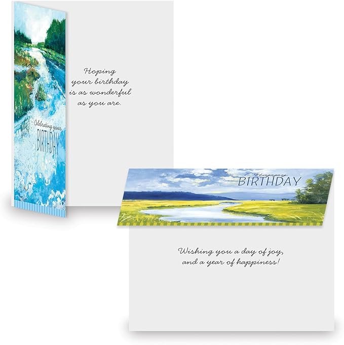 Current Wild America Birthday Greeting Cards by Gregory Gorham - Set of 8 (4 Designs), Large 5" x 7", Happy Birthday Cards with Sentiments Inside