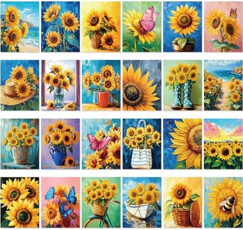 Sherr 24 Pcs Pre Drawn Canvas for Adult, Sunflower, 8 x 10 Inch by Sherr