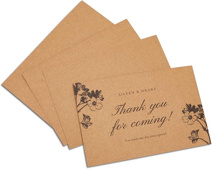 Sustainable Greetings Blank Cards & Envelopes - Customizable Greeting Card & Wedding Invitation Set - Bulk Thank You Notes & Envelopes - Printer-Friendly Stationery Set - 48-Pack, 4x6 in, Brown