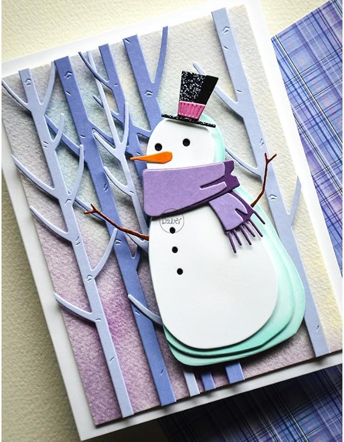 DzIxY Christmas Patchwork Snowman Scarf and Hat Metal Cutting Dies for Card Making Kit Embossing Paper Die Cuts Set Scrapbook Stencils Supplies Machine Templates