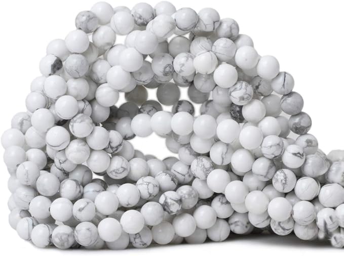 6mm 60PCS Natural White Howlite Gemstone Round Loose Stone Beads for Jewelry Making DIY Crafts Design 1 Strand 15"