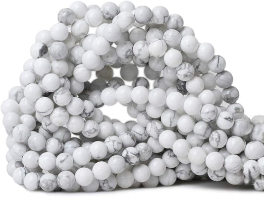 6mm 60PCS Natural White Howlite Gemstone Round Loose Stone Beads for Jewelry Making DIY Crafts Design 1 Strand 15"