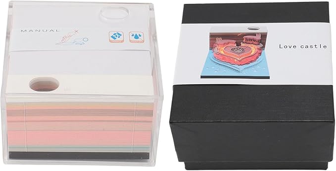 Castle 3D Memo Pad with s, Paper Car Sculp Notepad, DIY Notepad with Pen Holder, Tear Away for Desktop,