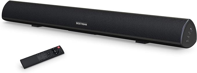 BESTISAN 80 Watt Soundbar, Sound Bars for TV of Home Theater System (Bluetooth 5.0, 34 inch, DSP, Strong Bass, Wireless Wired Connections, Bass Adjustable, Wall Mountable)