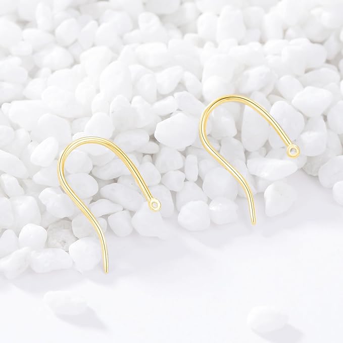 14K Real Gold Earring Hooks for Jewelry Making Fish Hooks 14K Yellow Gold Earring Findings for Earrings Jewelry Making(Style 6)