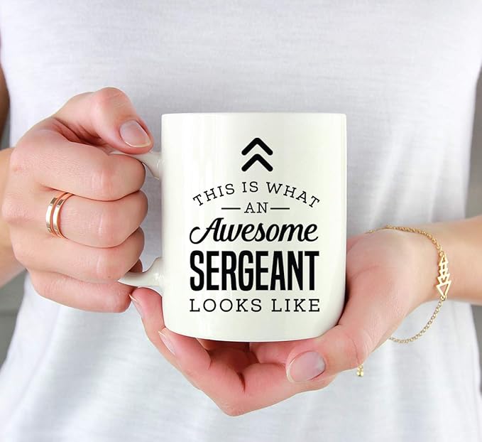 Andaz Press 11oz. Ceramic Coffee Tea Mug Thank You Gift, This Is What An Awesome Sergeant Looks Like, 1-Pack Police Sergeant Gifts Sergeant Coffee Mug Sergeant Cup Police Sergeant Coffee Mug