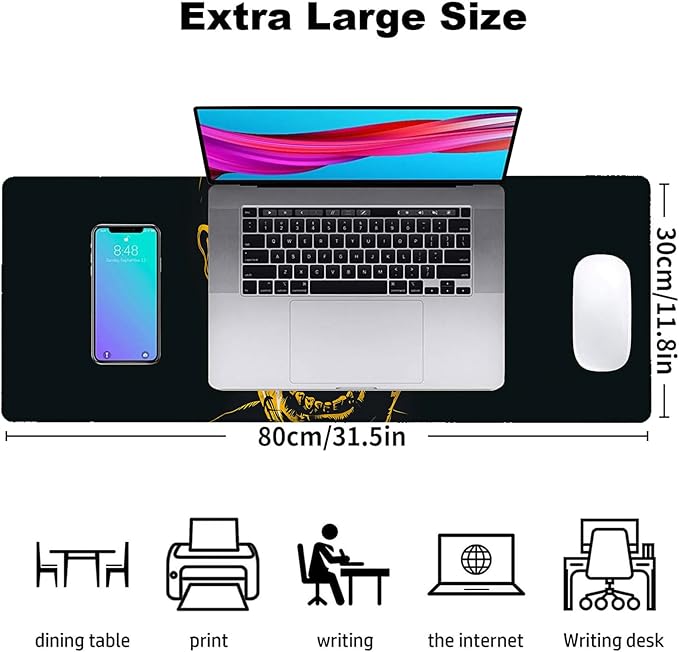 Horror Scream Gaming Mouse Pad, Office Desk Mat, Anti-Slip Rubber Base Cool Aesthetic Mouse Pads for Computer Laptop Keyboard School Home Desktop Gamer Home Accessories Decor 31.5" x 11.8"