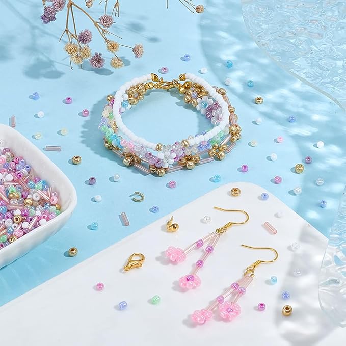 PH PandaHall 4259pcs Jewelry Making Bead Kit, Charm Bracelet Kit Bead Bracelet Kits Bracelet Making Kits Beads for DIY Earrings Friendship Bracelets Necklaces Jewelry Crafts