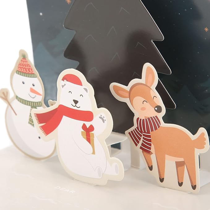 3D Greeting Cards,Christmas Party Card Sets,Greeting Three Dimensional Christmas Special Decorative Paper with Envelope Sticker (Style D)