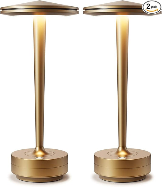 2pack Rechargeable Cordless Table Lamp, LED Portable Powered LED Battery Light 6000mAh USB Desk Lamp, for Restaurants Outdoor (2pack Titanium)