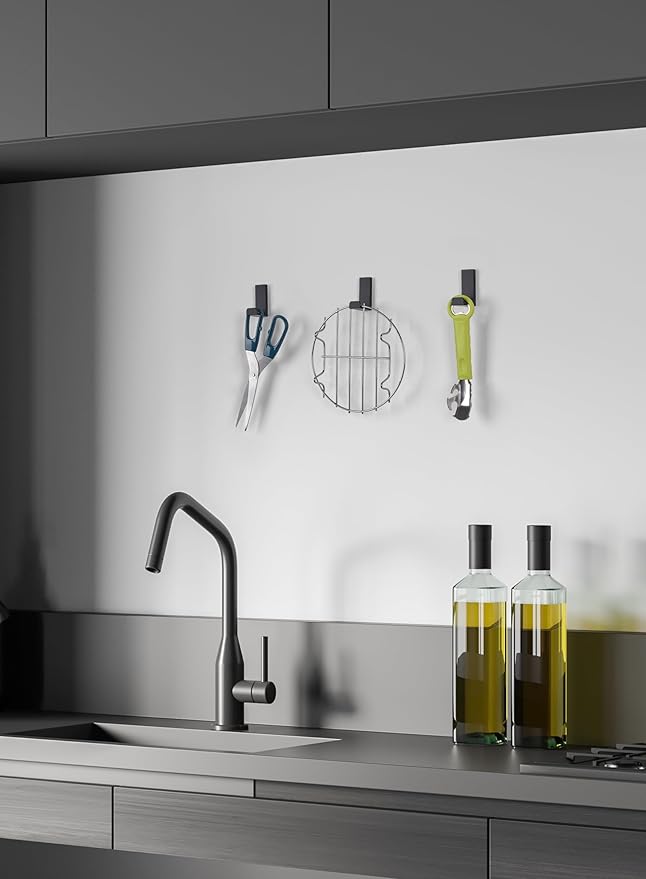 Coat Hooks Wall Mounted Towel Holder Heavy Duty Single Robe Hanger for Bathroom Kitchen Office, 3 Pack Solid Anodized Aluminum (Black)