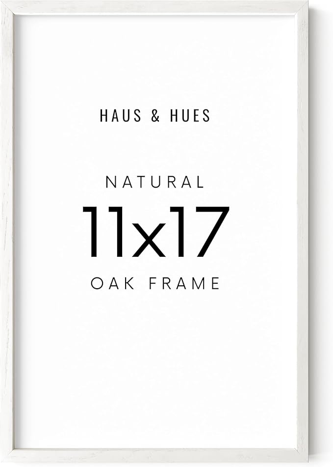 HAUS AND HUES White Oak Wood 11x17 Picture Frame - Natural Frame for Posters and Photos (White Oak Frame)