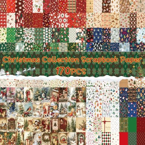 400Pcs Vintage Scrapbooking Supplies, Scrapbook Paper for Journaling Supplies, Decoupage Paper for Bullet Junk Journal Decorative Paper (Christmas 8 Theme) - Image 2