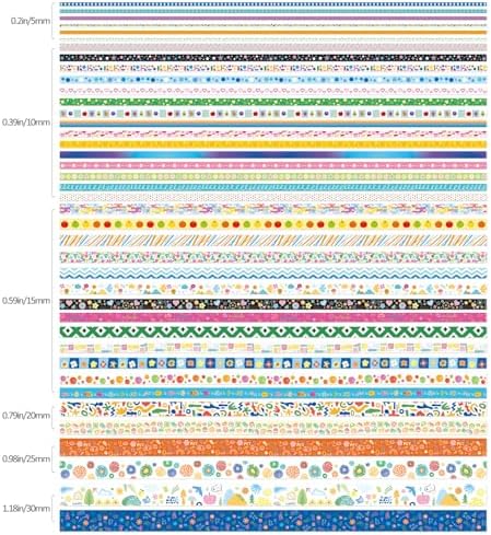 emmoolife 40 Rolls Washi Tape Set, Vibrant Color Palette-Themed Cute Decorative Tapes for Scrapbooking, Bullet Journaling, Junk Journal Supplies, DIY Planner Art, 5-30mm Wide - Image 3