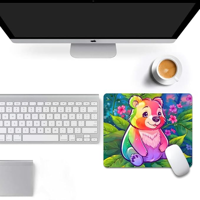 The Bear and The Flower Texture Mouse pad, Square Waterproof and Anti Slip Mouse pad for Office laptops