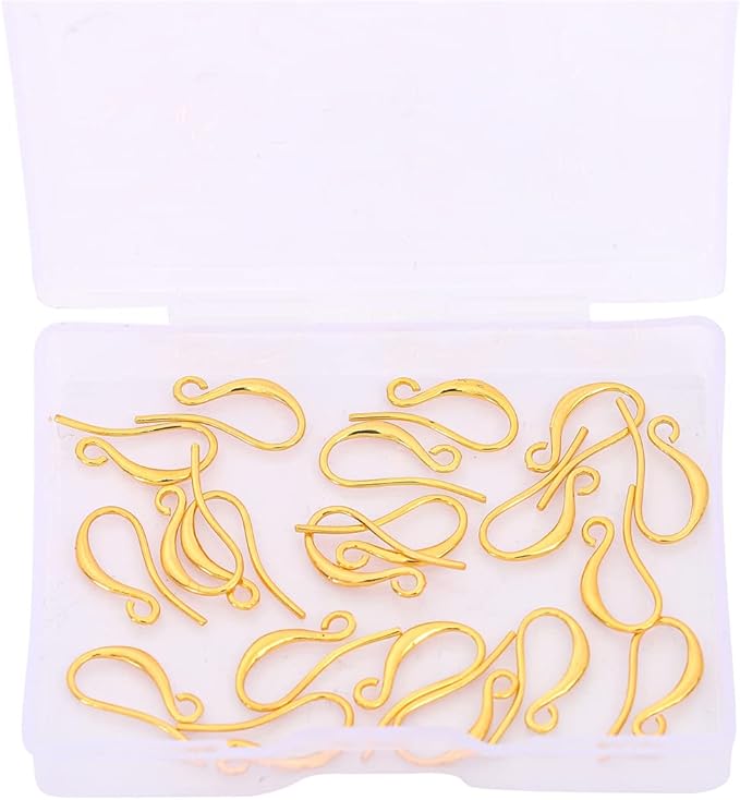 18K Gold Plated Earring Hooks 10x16mm 20pcs for Jewelry Making Findings