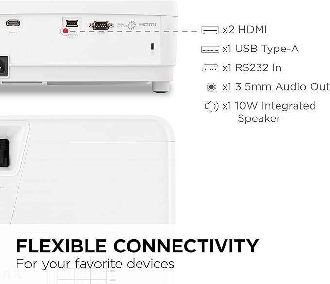 ViewSonic PX700HDH DLP 1080p Projector with 3700 Lumens, Supercolor, 1.1x Optical Zoom, 22000:1 Contrast Ratio, Dual HDMI, and Vertical Keystone for Home Theater