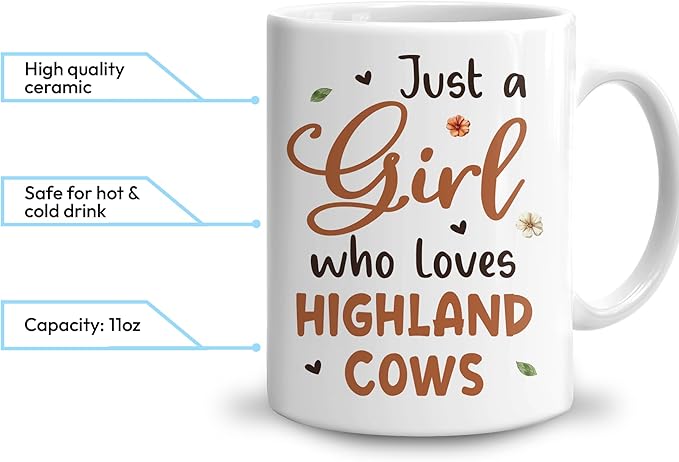 Hyturtle Personalized Highland Cow Mug - Custom Coffee Cup for Animal Lovers - Ceramic 11oz-15oz