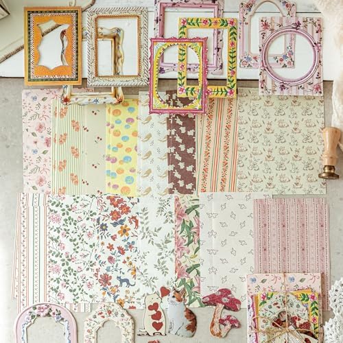 180 Pcs Floral Scrapbooking Paper & Animal Stickers, Embossed Scrapbook Window Frames, 4 Packs Junk Journal Scrapbooking Supplies Kit for Journaling, Embellishments, Card - Image 6