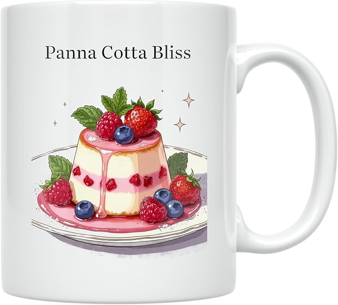 Panna Cotta Bliss - Dessert Lover - 11 oz White Ceramic Coffee Mug - Elegant Aesthetic