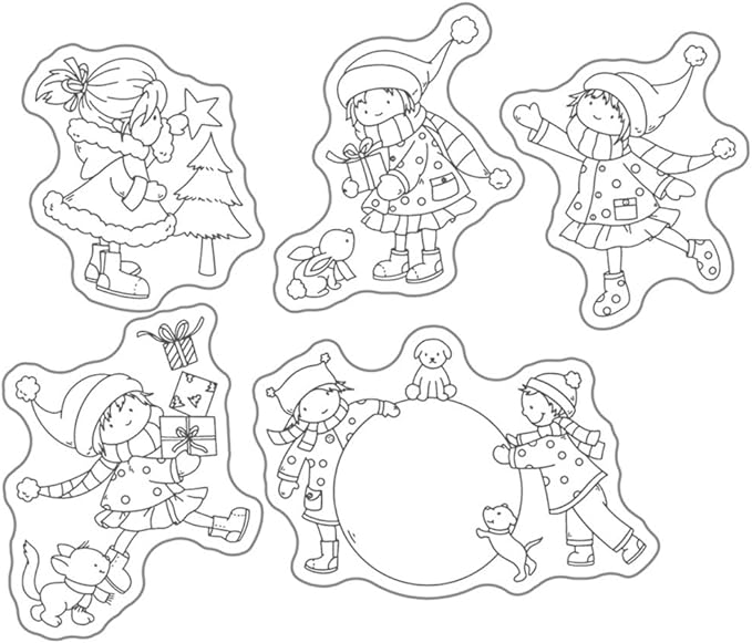 Christmas Children Stamps and Cutting Dies for Card Making DIY Transparent Silicone Clear Stamp and Metal Die Cuts Sets for Scrapbooking Paper Greeting Cards Decor Seals Craft Supplies
