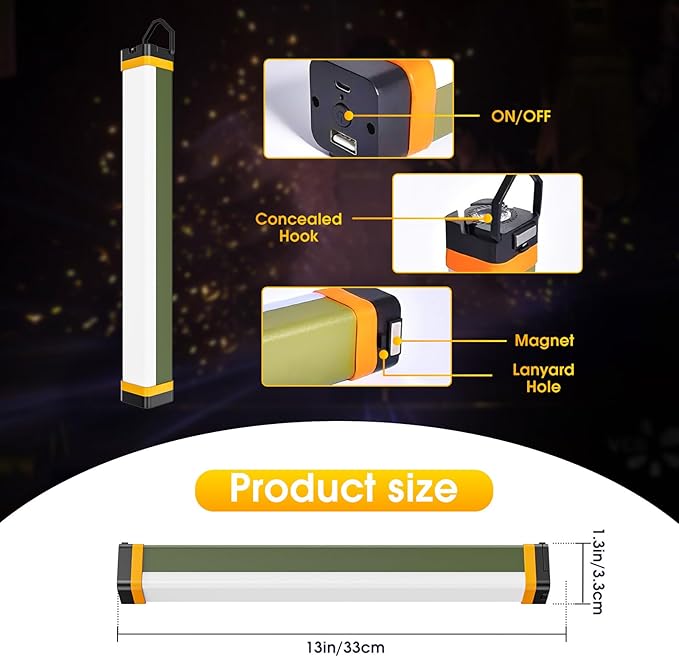 Rechargeable Magnetic Work Light, LETOUR 7000LUSB Rechargeable LED Camping Light, Multifunctional Camping Flashlight, Portable Waterproof Hanging Magnetic Lights for Hiking, Home, Outdoor