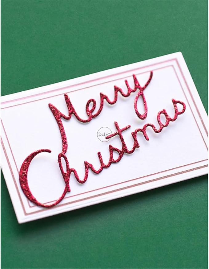 DzIxY English Words Shadow Merry Christmas Metal Cutting Dies for Card Making Kit Embossing Paper Die Cuts Set Scrapbook Stencils Supplies Machine Templates