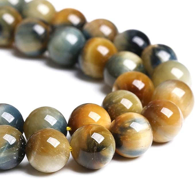 10mm 38PCS Natural Stone Dreamlike Blue Tiger Eye Beads for Jewelry Making DIY Bracelet