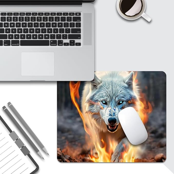 Luminous Wolf Texture Mouse pad, Square Waterproof and Anti Slip Mouse pad for Office laptops