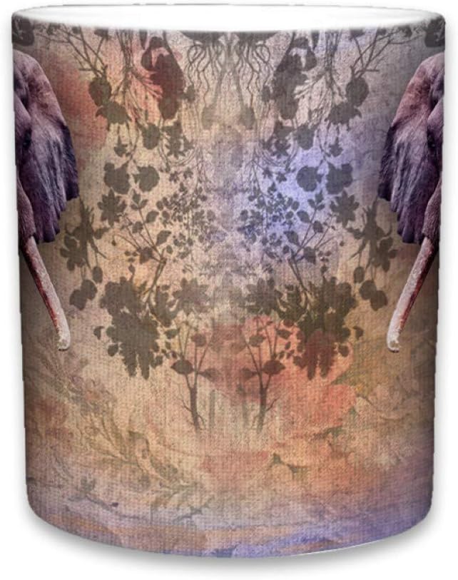Elephant Mug | Cute Animal Ceramic Travel Mugs | Coffee Lovers Cup | Elephants Design | Great Novelty Gift | Decorative Home Kitchen Drinkwear | Multi Color | 11 Fl. Oz