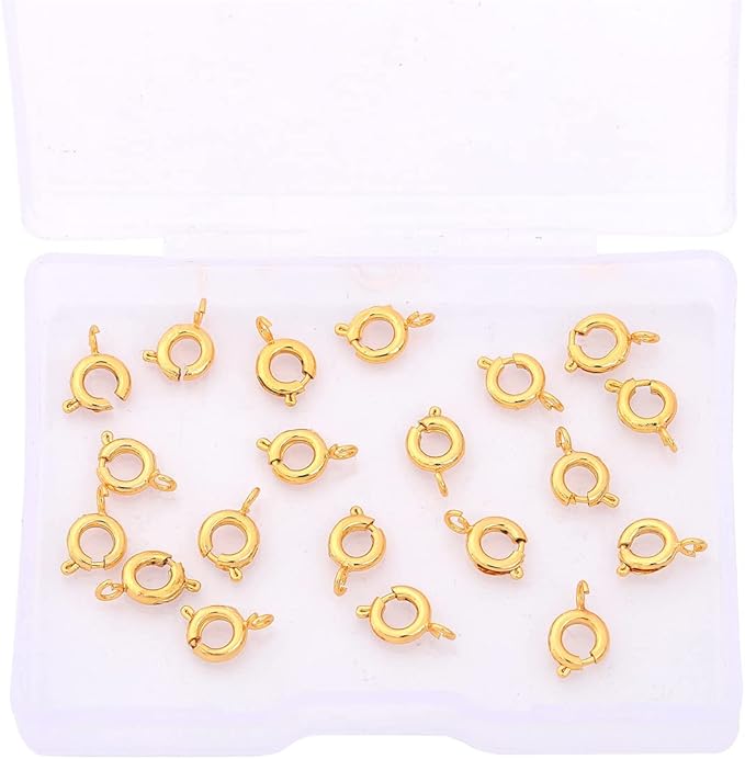 18K Gold Plated Spring Clasps Non Tarnish 6mm 20pcs for Jewelry Making Findings