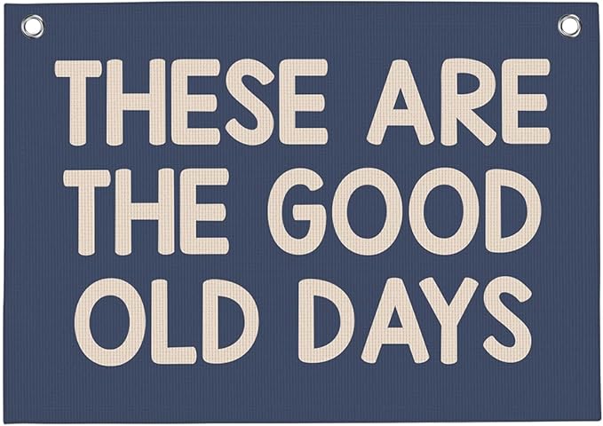 Dark Blue Green These Are The Good Old Days Banner Vintage Banner Wall Decor Wall Hanging Boys Girl Play Bedroom Dorm Room Decor 22x28 Inch