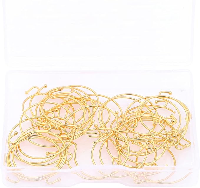18K Gold Plated Earring Hooks Round 20mm 40pcs for Jewelry Making Findings